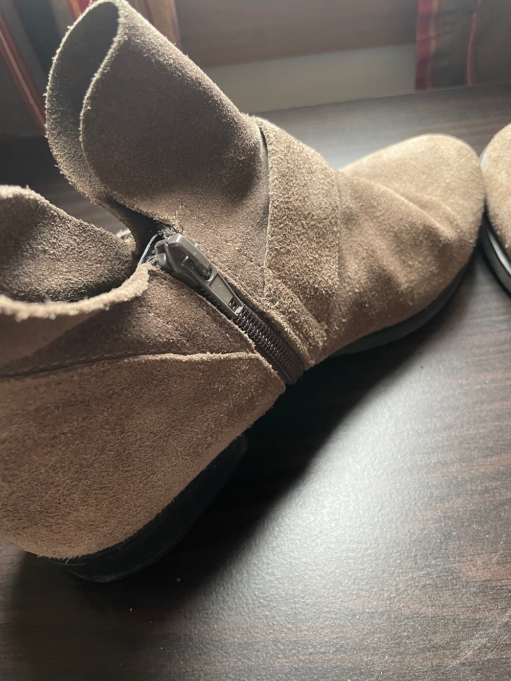 Franco Sarto Gray Suede Ankle Boots - Strap & Side Zip size 8.5 - Picture 6 of 11